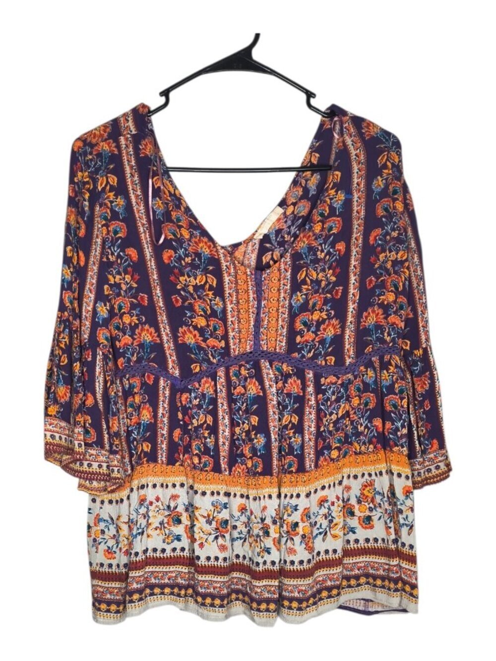 Altar'd State Women's Size Small Boho Bell Sleeve Floral Print Long Sleeve